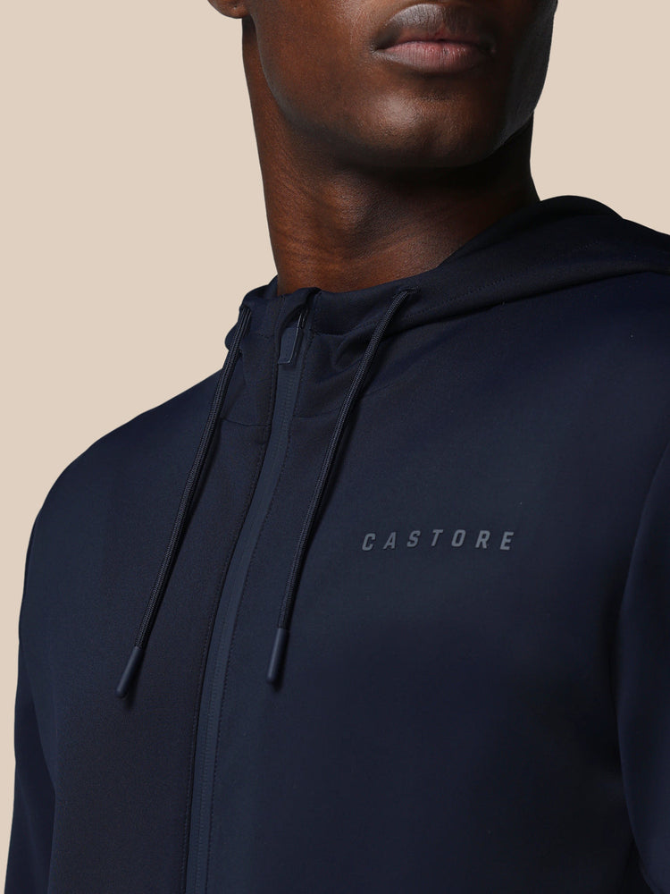 Hombre Flex Sudadera de Manga Larga con Cremallera y Capucha - Azul Marino