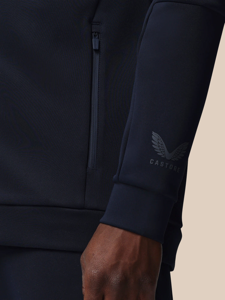 Hombre Flex Sudadera de Manga Larga con Cremallera y Capucha - Azul Marino