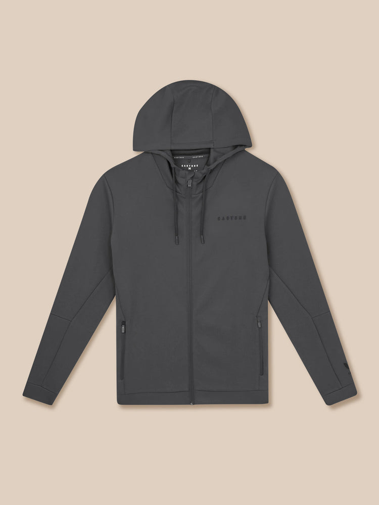 Hombre Flex Sudadera de Manga Larga con Cremallera y Capucha - Gunmetal