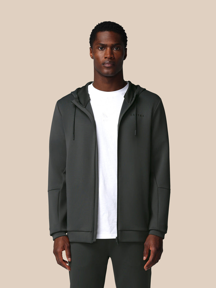 Hombre Flex Sudadera de Manga Larga con Cremallera y Capucha - Gunmetal