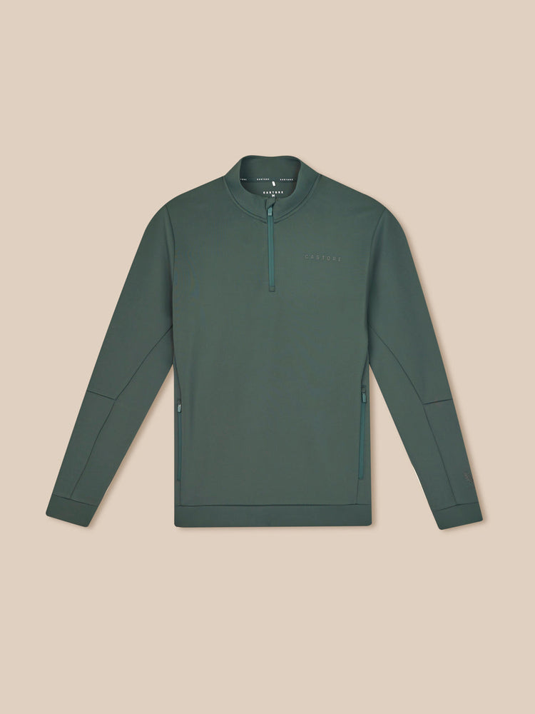 Hombre Flex Sudadera de Manga Larga con Cuarto de Cremallera - Verde Oscuro