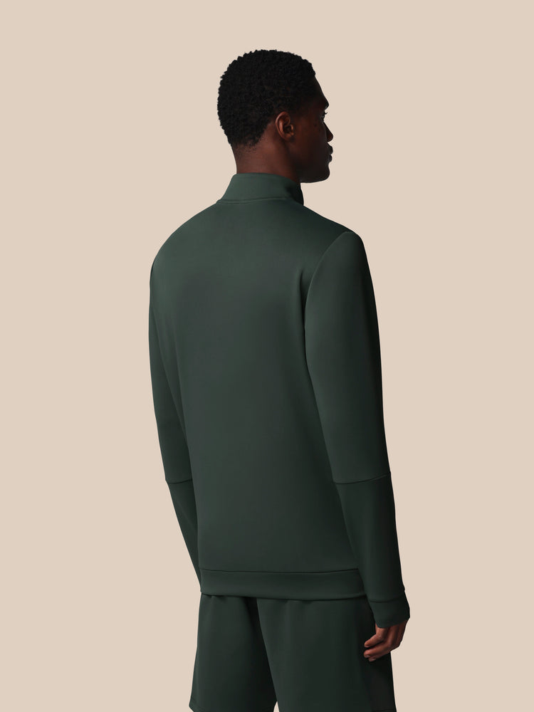 Hombre Flex Sudadera de Manga Larga con Cuarto de Cremallera - Verde Oscuro