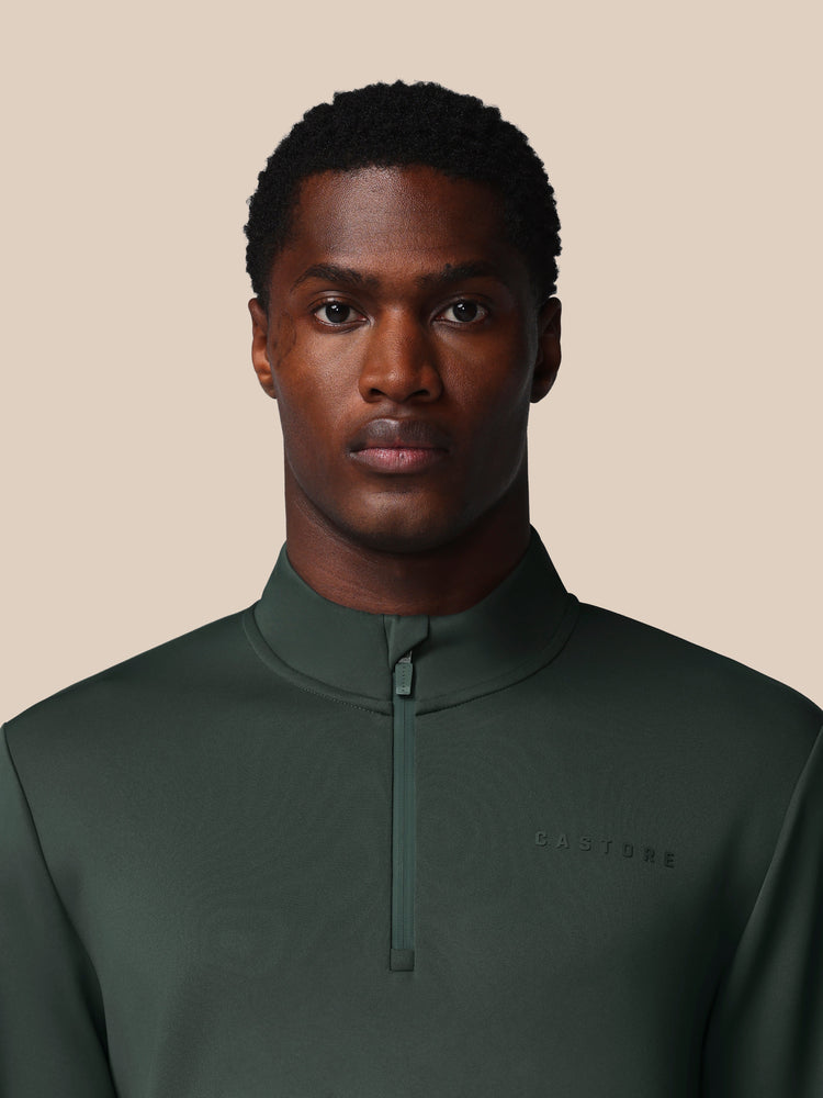 Hombre Flex Sudadera de Manga Larga con Cuarto de Cremallera - Verde Oscuro
