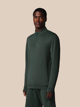 Hombre Flex Sudadera de Manga Larga con Cuarto de Cremallera - Verde Oscuro