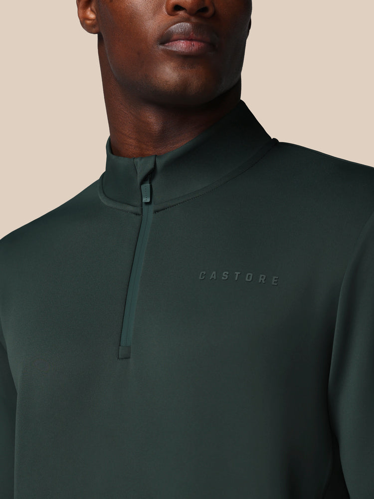 Hombre Flex Sudadera de Manga Larga con Cuarto de Cremallera - Verde Oscuro