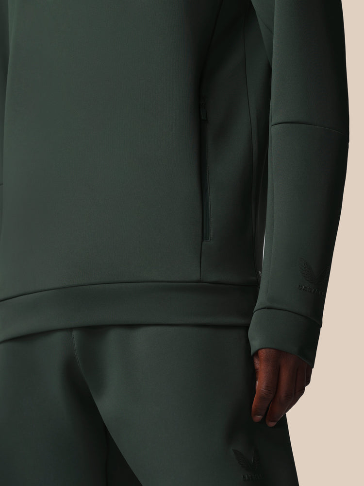 Hombre Flex Sudadera de Manga Larga con Cuarto de Cremallera - Verde Oscuro