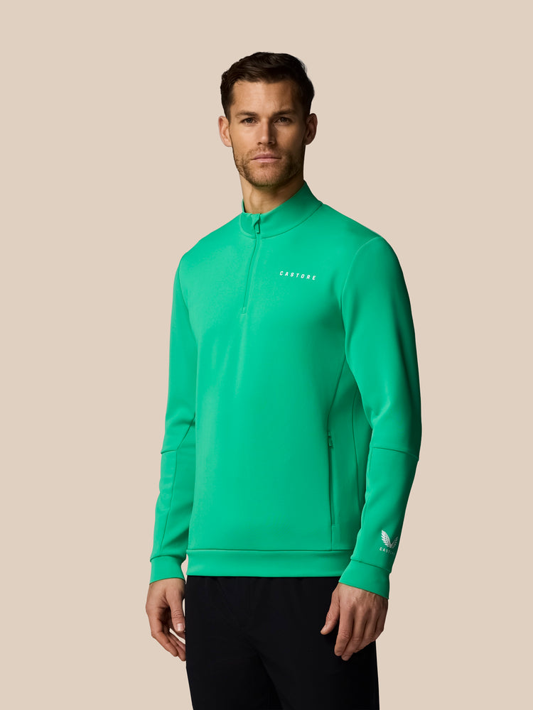 Hombre Flex Sudadera de Manga Larga con Cuarto de Cremallera - Jade Green