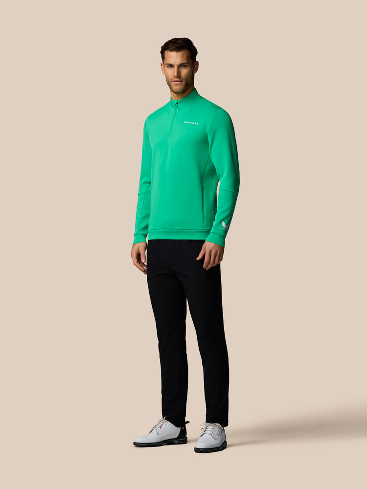 Hombre Flex Sudadera de Manga Larga con Cuarto de Cremallera - Jade Green