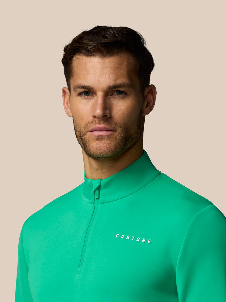 Hombre Flex Sudadera de Manga Larga con Cuarto de Cremallera - Jade Green