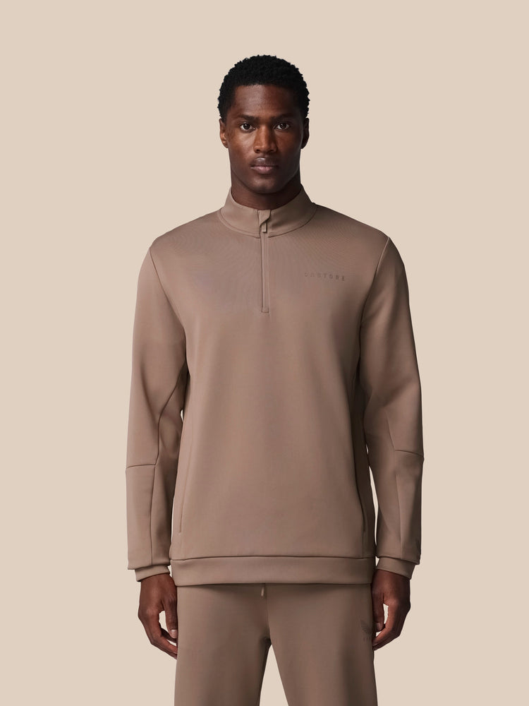 Hombre Flex Sudadera de Manga Larga con Cuarto de Cremallera - Deep Taupe