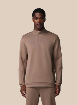 Hombre Flex Sudadera de Manga Larga con Cuarto de Cremallera - Deep Taupe