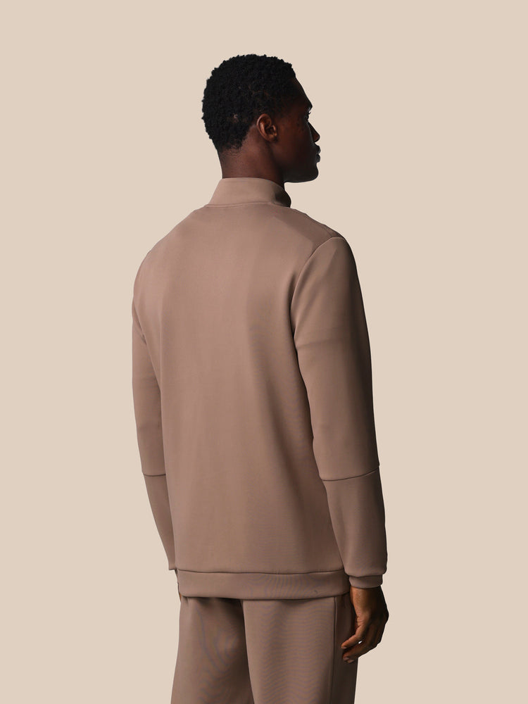 Hombre Flex Sudadera de Manga Larga con Cuarto de Cremallera - Deep Taupe