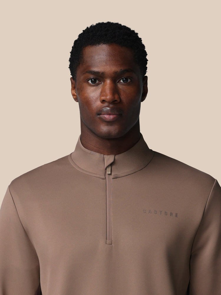 Hombre Flex Sudadera de Manga Larga con Cuarto de Cremallera - Deep Taupe