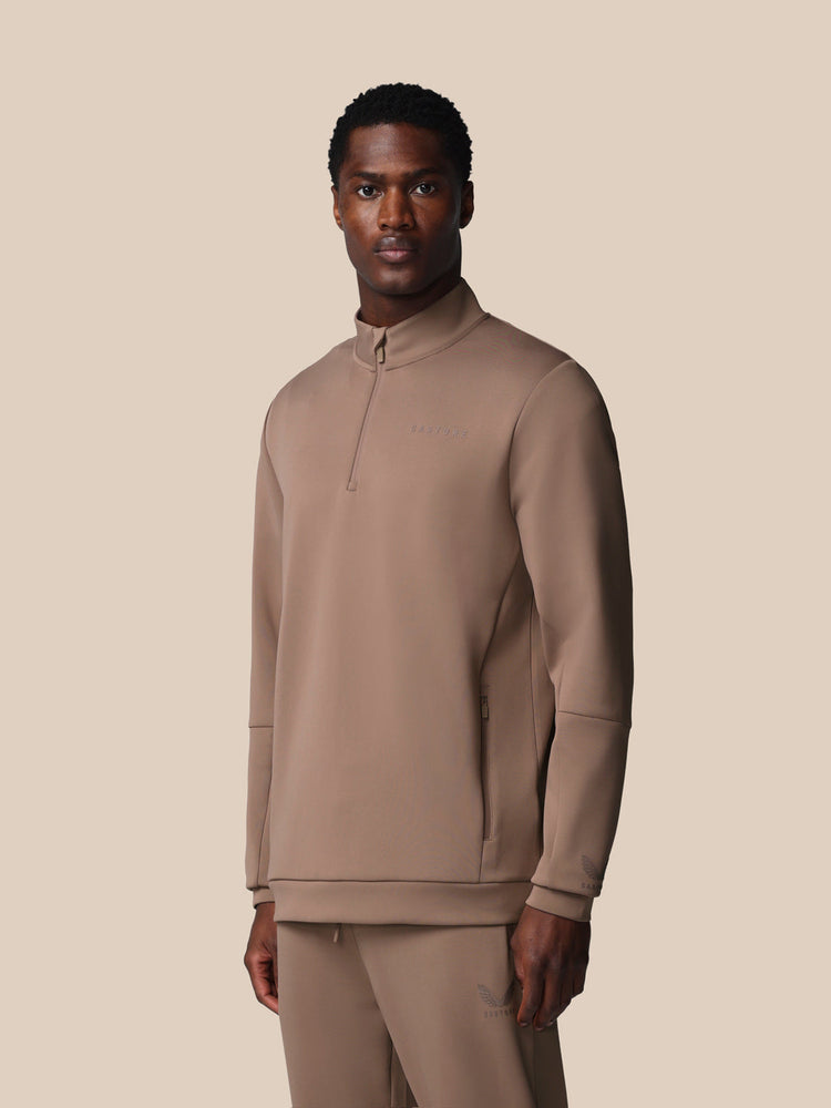 Hombre Flex Sudadera de Manga Larga con Cuarto de Cremallera - Deep Taupe