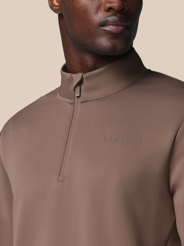 Hombre Flex Sudadera de Manga Larga con Cuarto de Cremallera - Deep Taupe