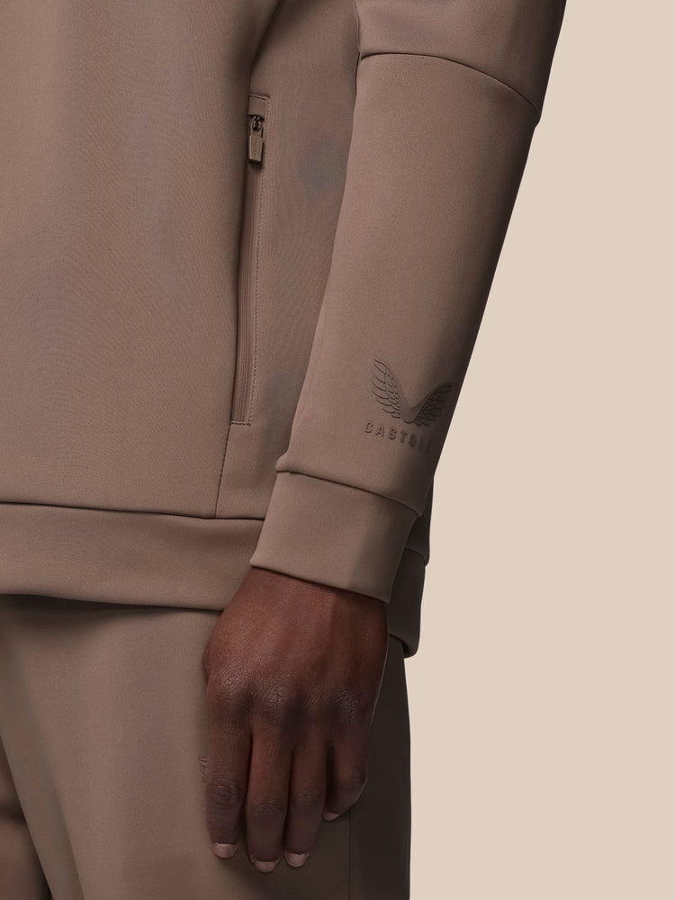 Hombre Flex Sudadera de Manga Larga con Cuarto de Cremallera - Deep Taupe