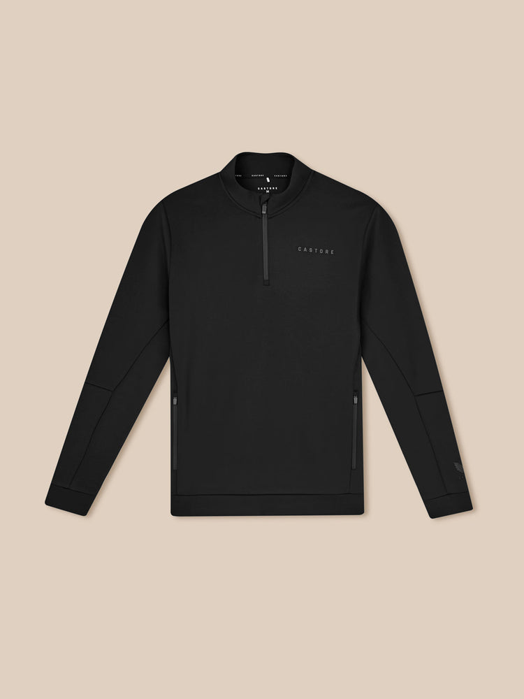 Hombre Flex Sudadera de Manga Larga con Cuarto de Cremallera - Negro