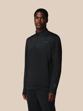 Hombre Flex Sudadera de Manga Larga con Cuarto de Cremallera - Negro