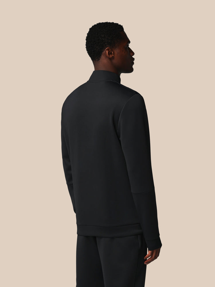 Hombre Flex Sudadera de Manga Larga con Cuarto de Cremallera - Negro