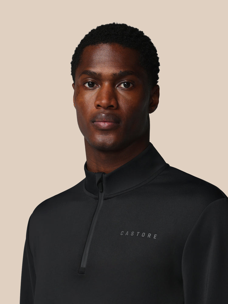 Hombre Flex Sudadera de Manga Larga con Cuarto de Cremallera - Negro