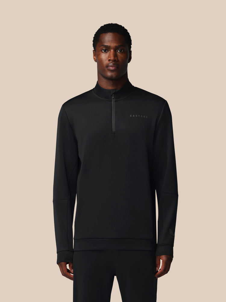 Hombre Flex Sudadera de Manga Larga con Cuarto de Cremallera - Negro