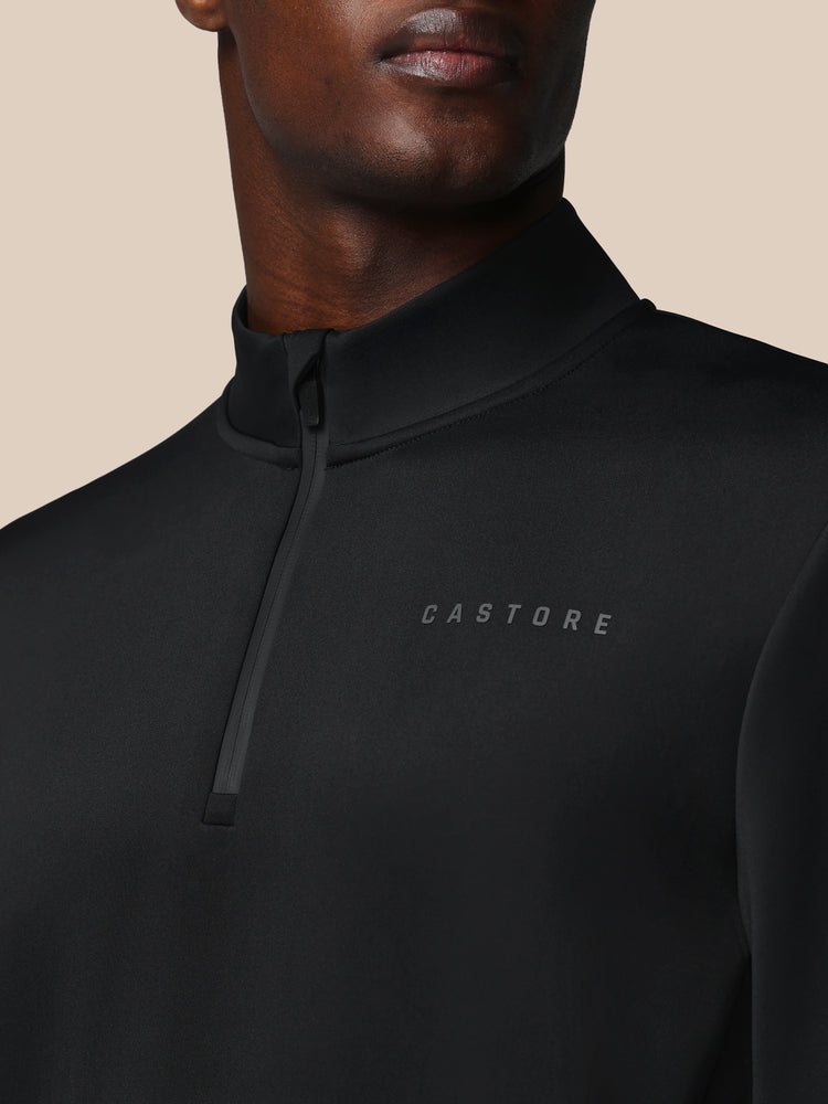 Hombre Flex Sudadera de Manga Larga con Cuarto de Cremallera - Negro