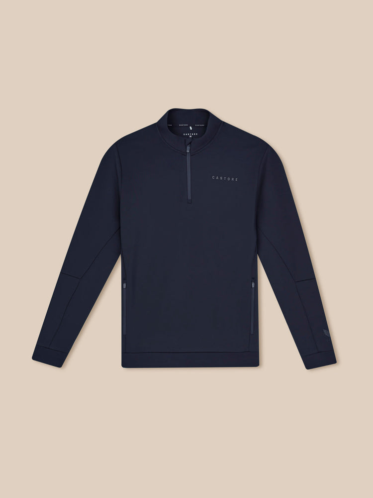 Hombre Flex Sudadera de Manga Larga con Cuarto de Cremallera - Azul Marino