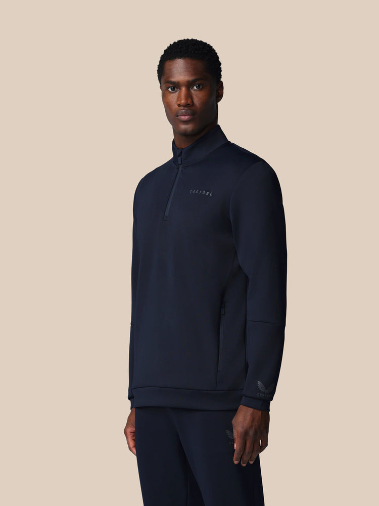 Hombre Flex Sudadera de Manga Larga con Cuarto de Cremallera - Azul Marino