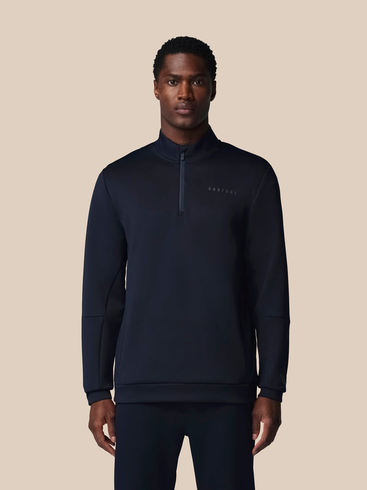 Hombre Flex Sudadera de Manga Larga con Cuarto de Cremallera - Azul Marino
