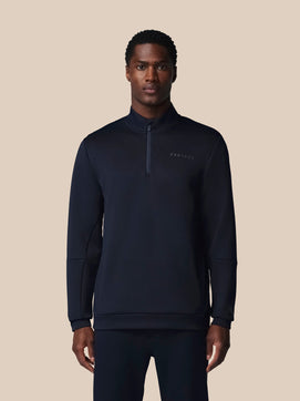 Hombre Flex Sudadera de Manga Larga con Cuarto de Cremallera - Azul Marino