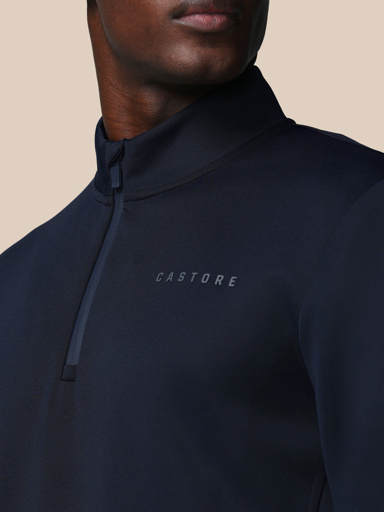 Hombre Flex Sudadera de Manga Larga con Cuarto de Cremallera - Azul Marino
