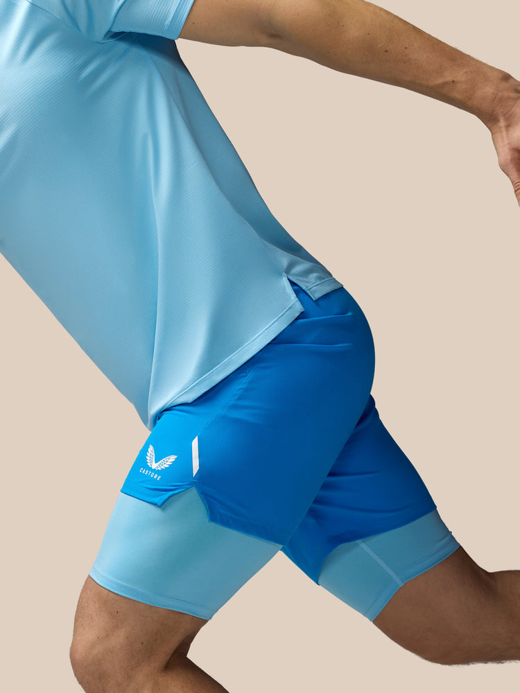 Hombre Apex 2-in-1 Pantalón Corto Tejido - Azul
