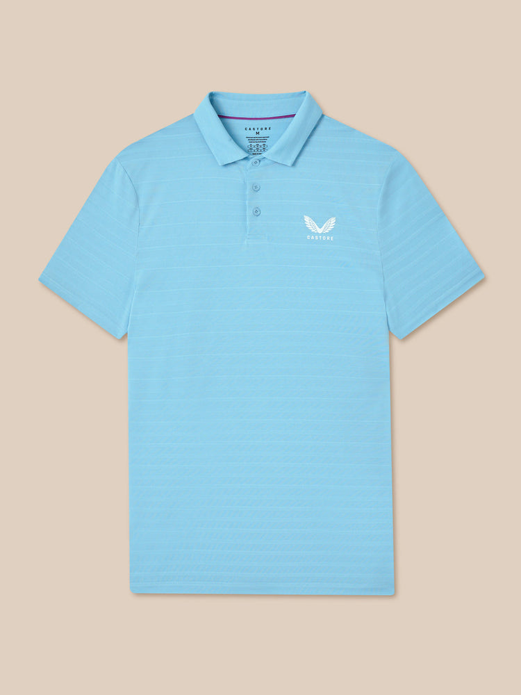 Hombre Golf Polo de Manga Corta con Rayas Piqué - Sky Azul
