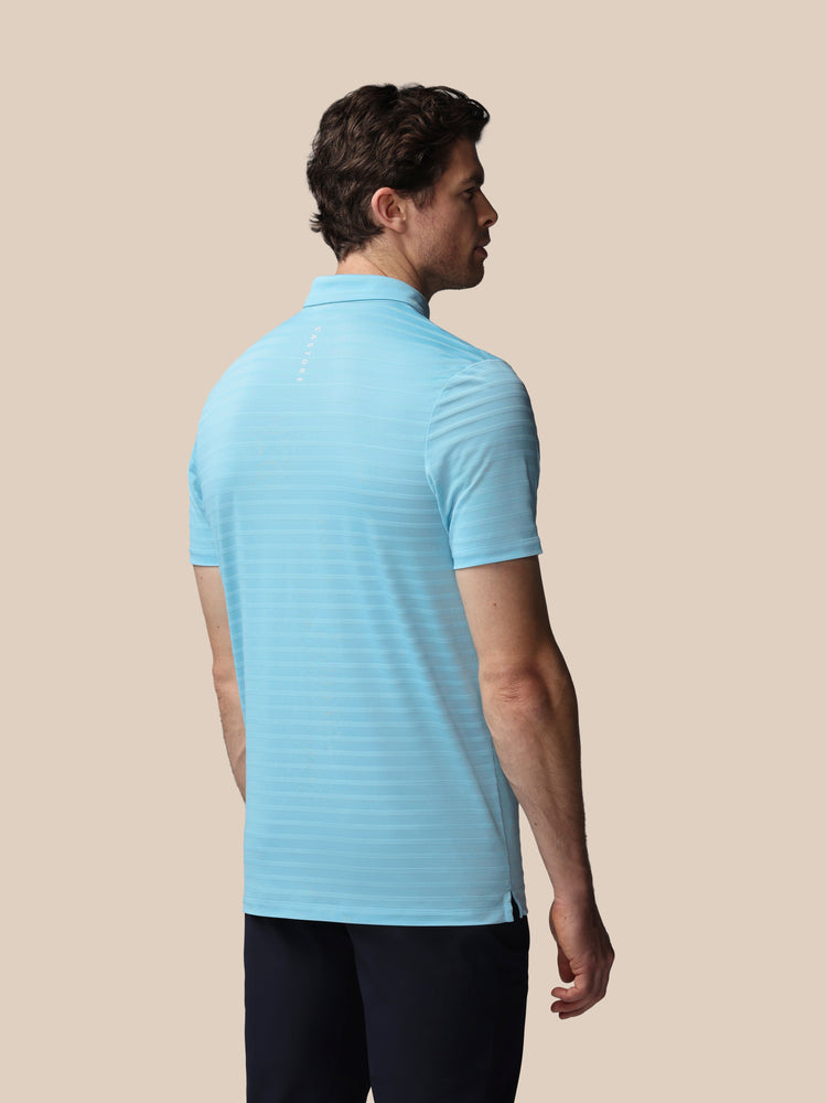 Hombre Golf Polo de Manga Corta con Rayas Piqué - Sky Azul
