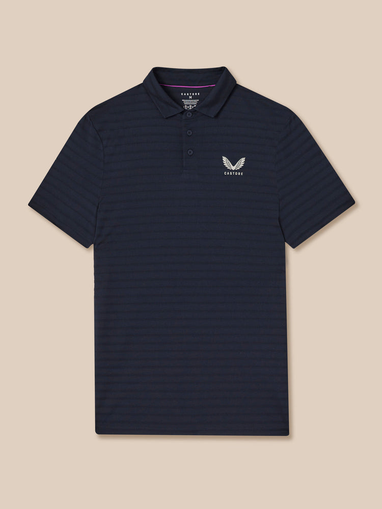 Hombre Golf Polo de Manga Corta con Rayas Piqué - Azul Marino