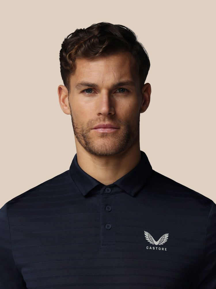 Hombre Golf Polo de Manga Corta con Rayas Piqué - Azul Marino