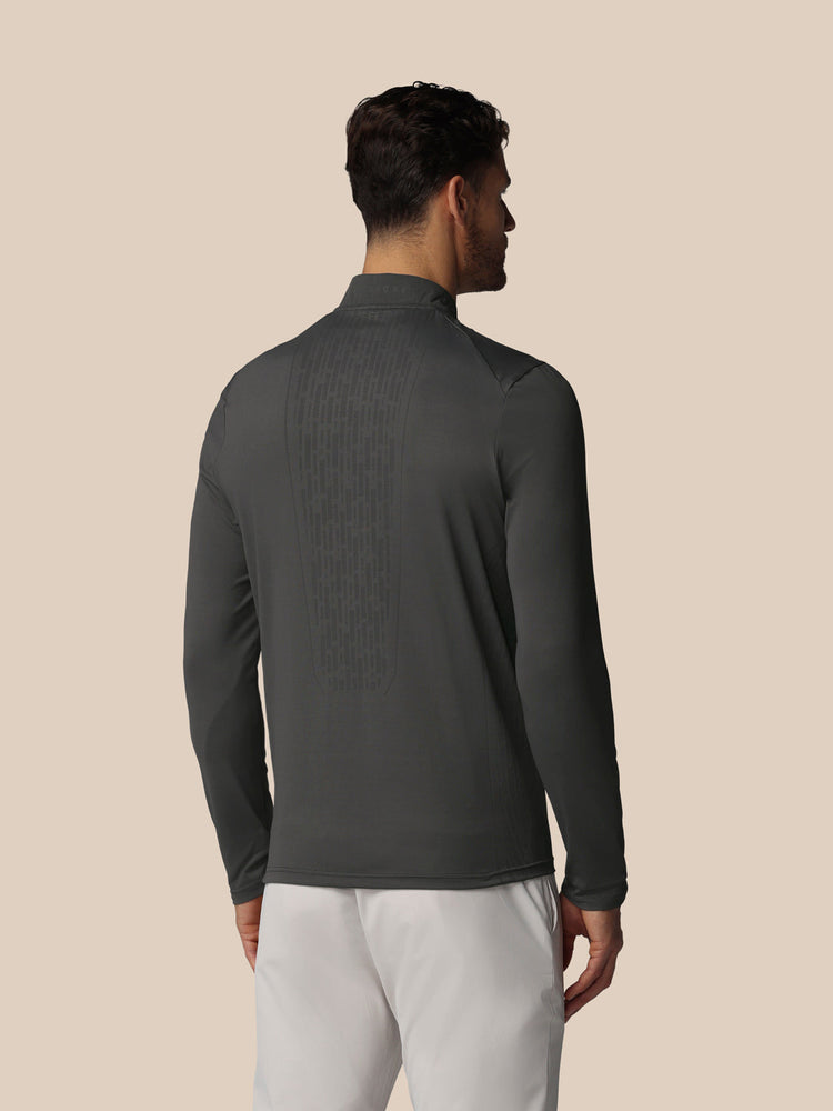 Hombre Golf LVS Camiseta de Manga Larga con Cuarto de Cremallera - Gunmetal