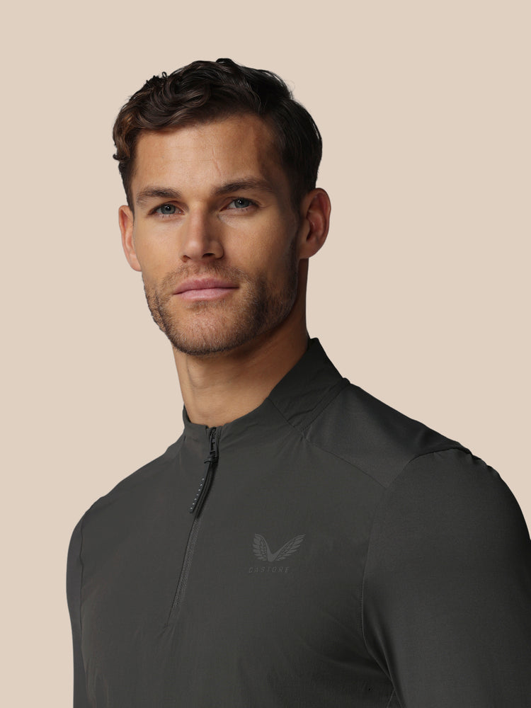 Hombre Golf LVS Camiseta de Manga Larga con Cuarto de Cremallera - Gunmetal