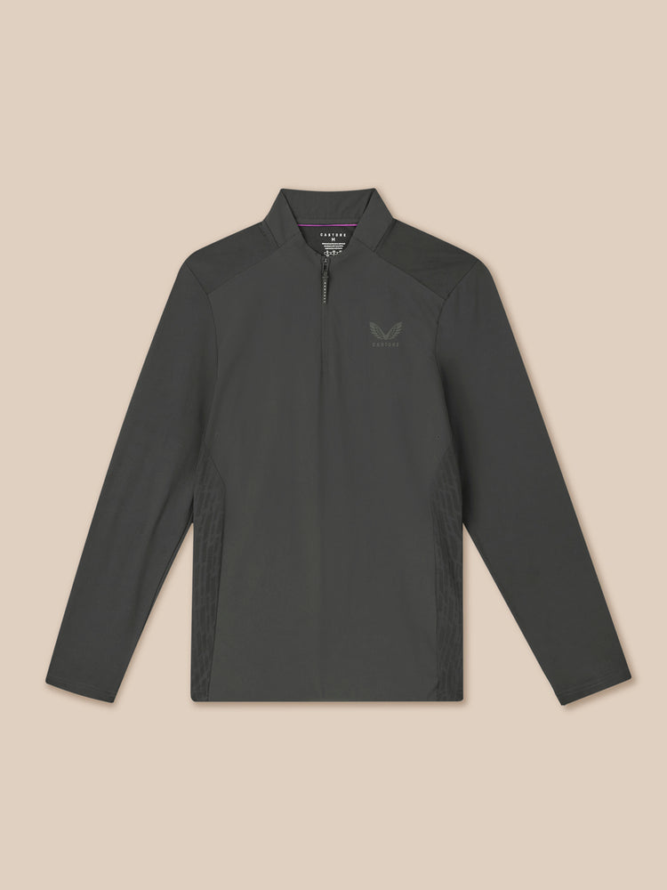 Hombre Golf LVS Camiseta de Manga Larga con Cuarto de Cremallera - Gunmetal