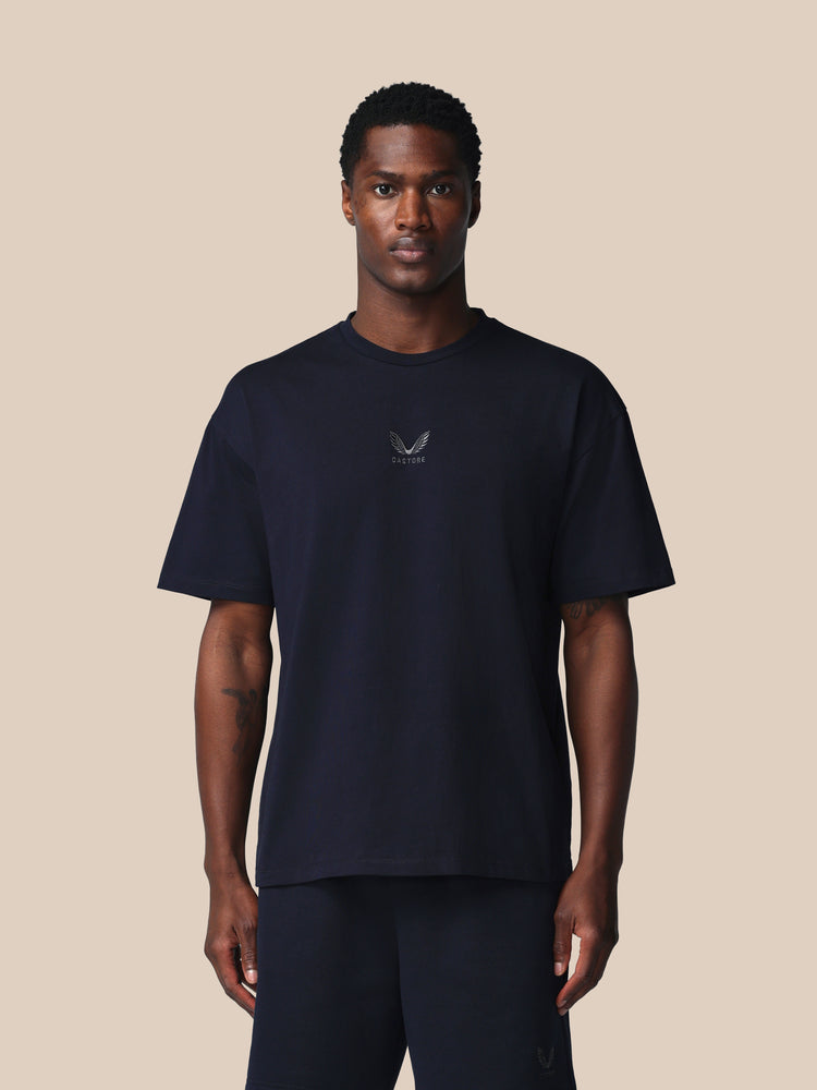 Hombre Adapt Cotton Camisa Holgada de Manga Corta - Azul Marino
