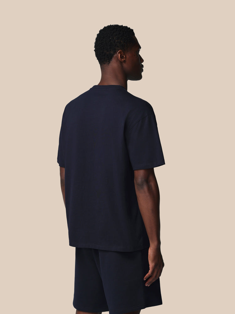 Hombre Adapt Cotton Camisa Holgada de Manga Corta - Azul Marino