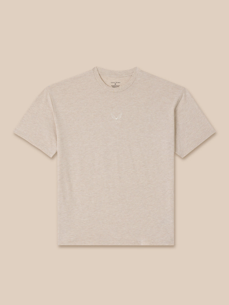 Hombre Adapt Cotton Camisa Holgada de Manga Corta - Oatmeal Marl