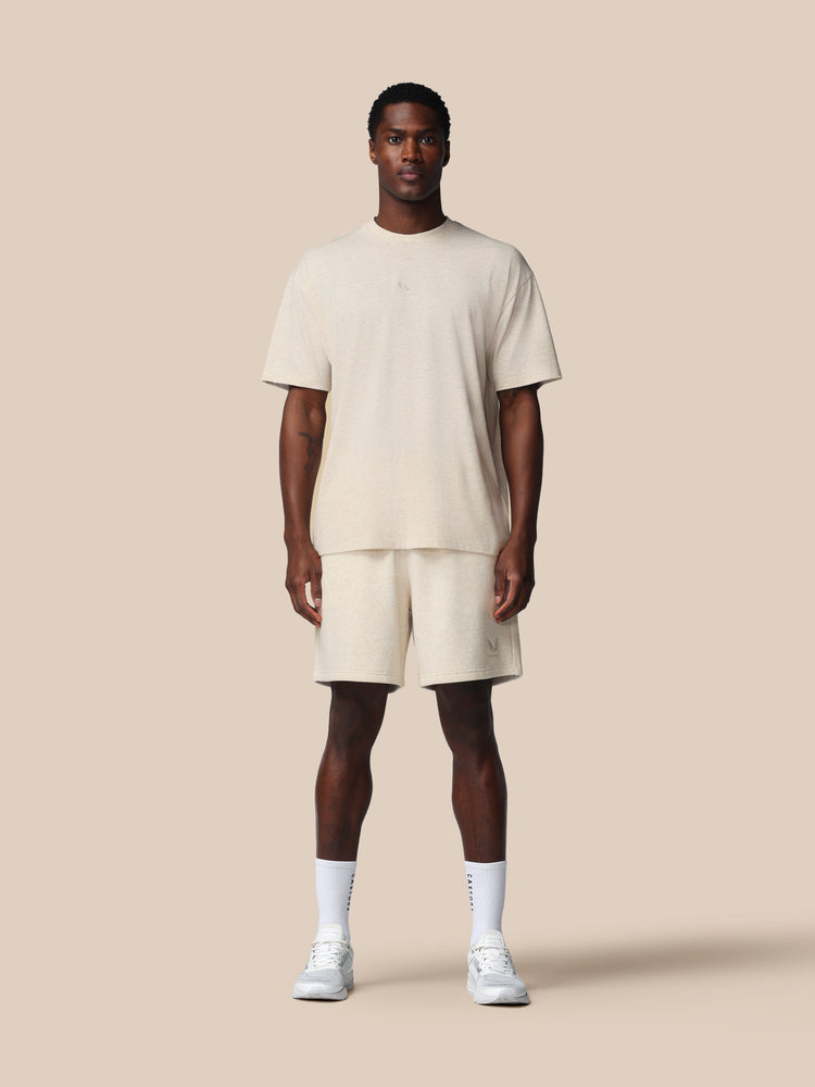 Hombre Adapt Cotton Camisa Holgada de Manga Corta - Oatmeal Marl