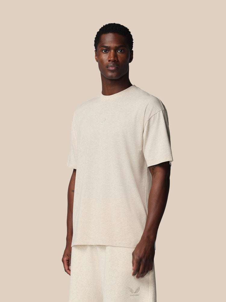 Hombre Adapt Cotton Camisa Holgada de Manga Corta - Oatmeal Marl