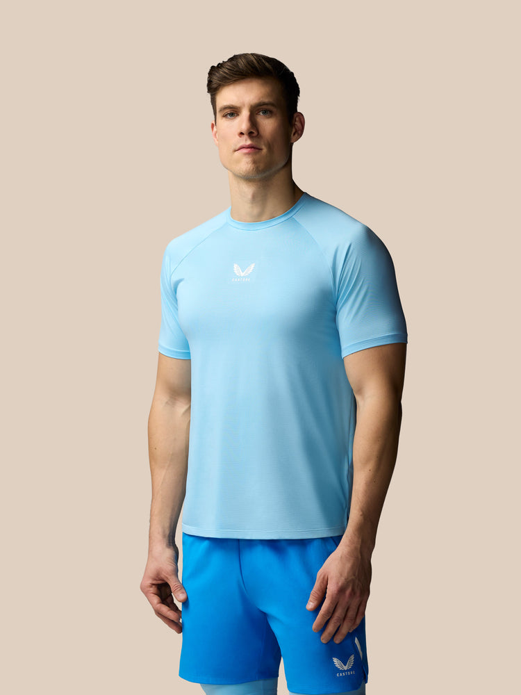 Hombre Apex Tennis Camisa de Manga Corta - Sky Azul