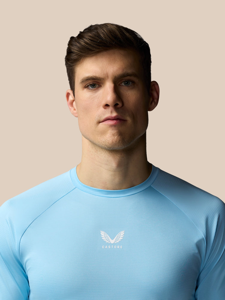 Hombre Apex Tennis Camisa de Manga Corta - Sky Azul