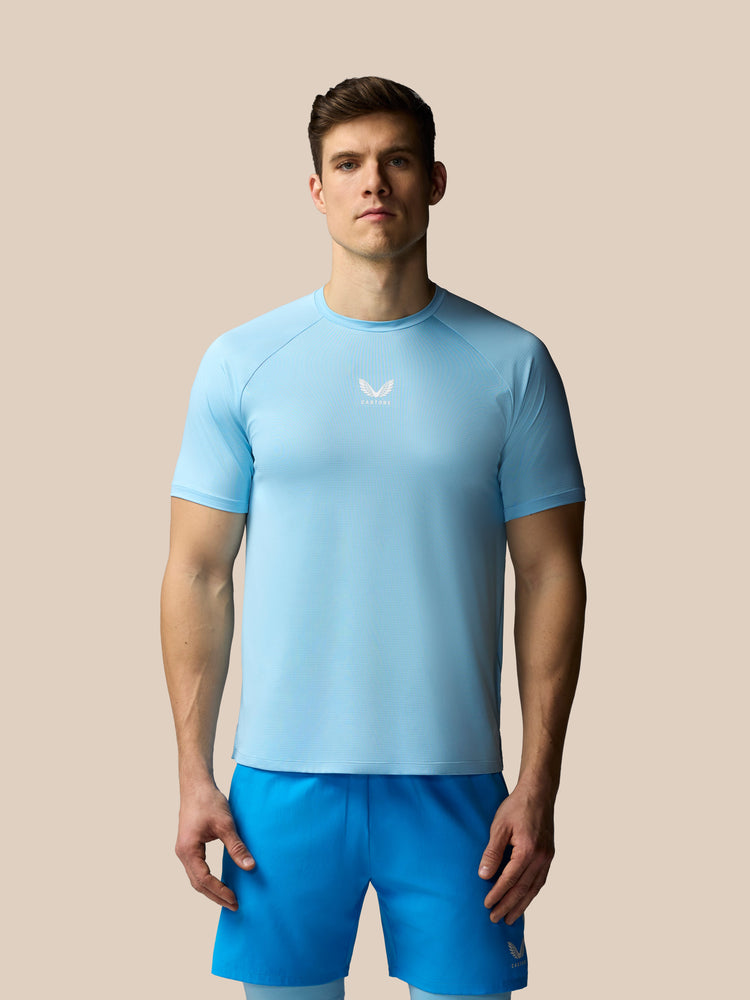 Hombre Apex Tennis Camisa de Manga Corta - Sky Azul