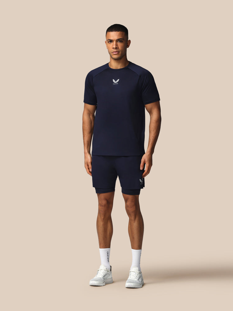 Hombre Apex Tennis Camisa de Manga Corta - Azul Marino