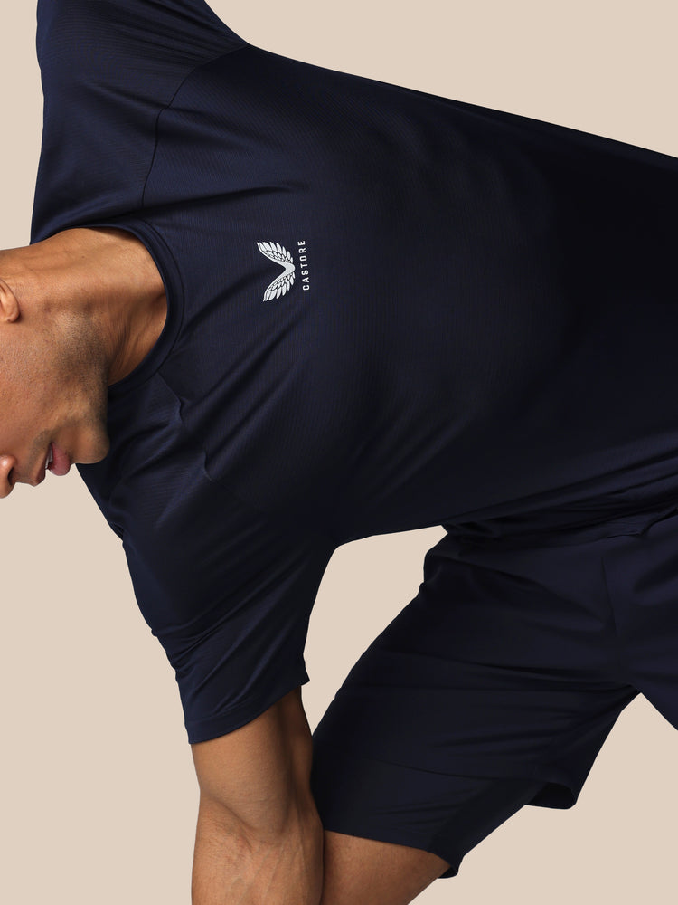 Hombre Apex Tennis Camisa de Manga Corta - Azul Marino