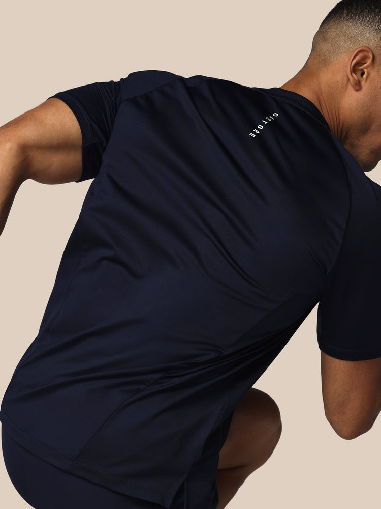 Hombre Apex Tennis Camisa de Manga Corta - Azul Marino